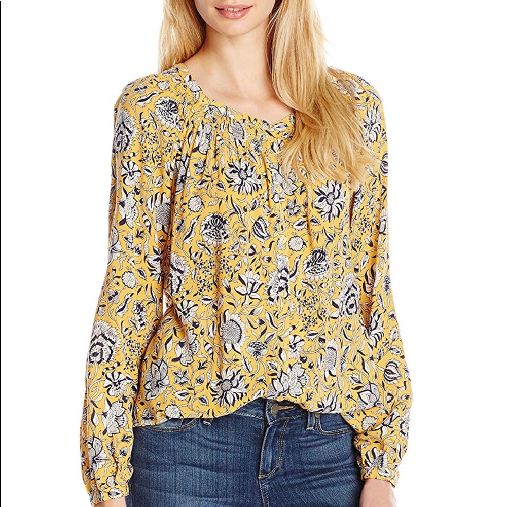 Lucky Brand Jemma Floral Peasant Top Size Medium